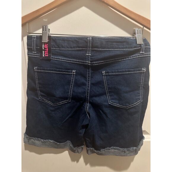 NWT beautees Girls Butterfly Stitch Washed Distress Blue Jean Short Size 16 - Picture 5 of 7